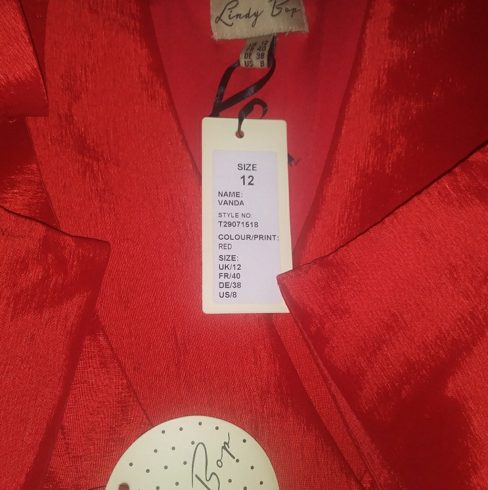 Lindy Bop Red Satin Vanda dress - Picture 5 of 7